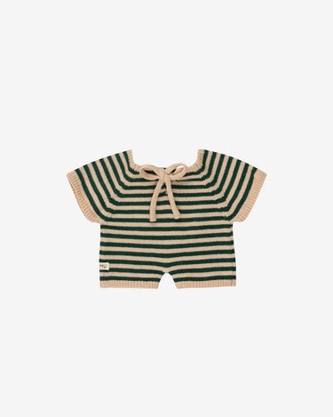 Gommu Big Stripes Short One-Piece Light Cream/Soft Green